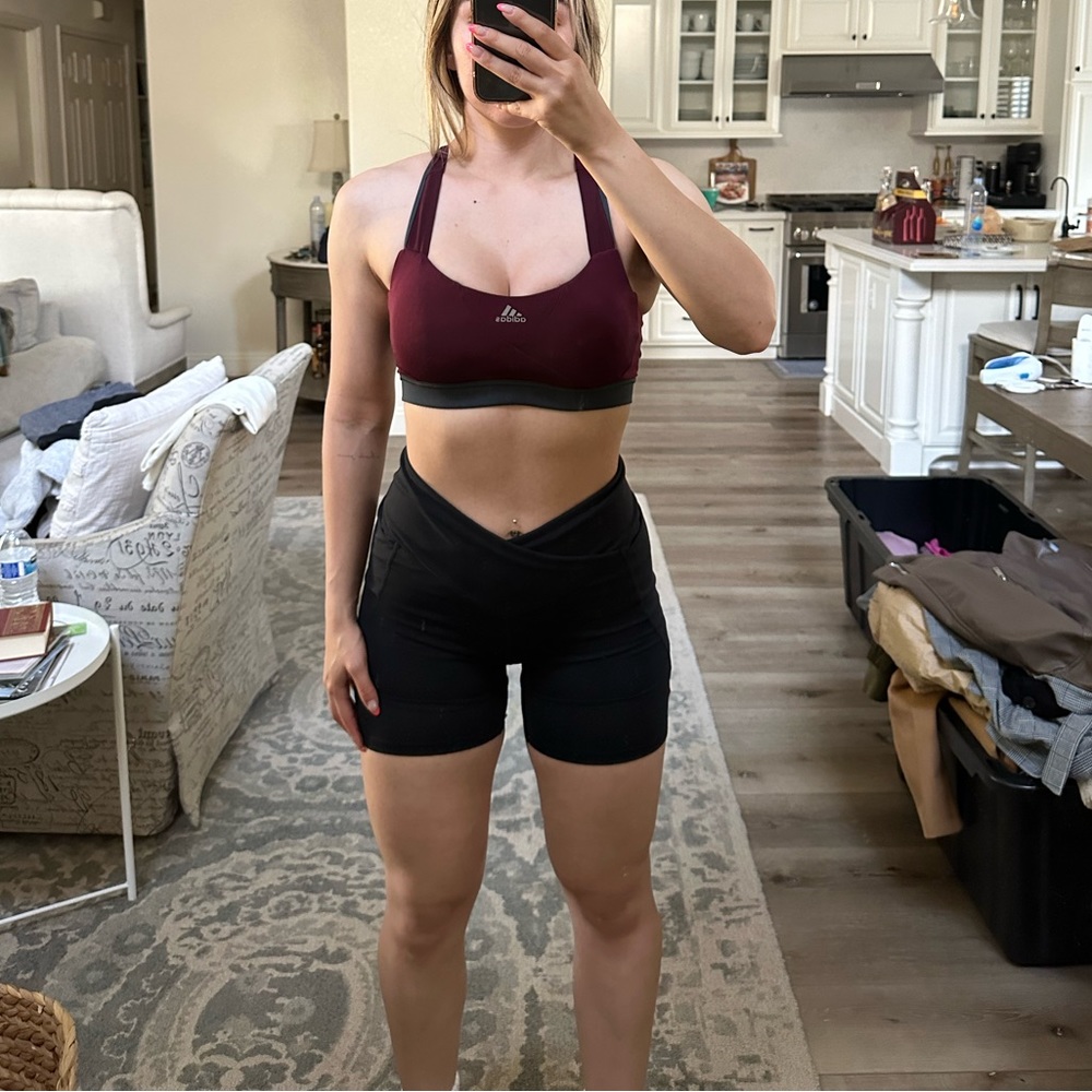 Adidas sports bra burgundy